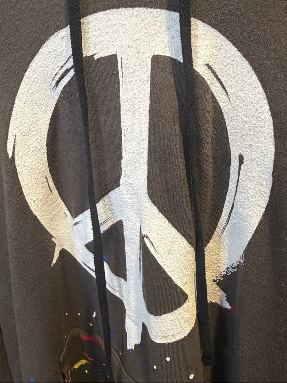 Lauren Moshi Desire Brush Charcoal Peace Sign Paint-Splash Hoodie Dress - Picture 8 of 11